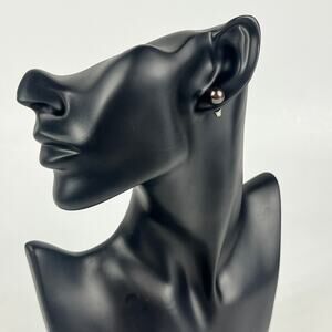 Black Pearl Stud Earrings Silver Tone Post Backing 10mm Minimal Unisex Jewelry